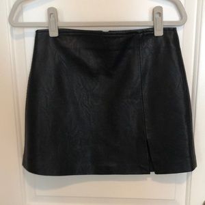Black Leather Blank NYC Skirt with Slit and Zipper